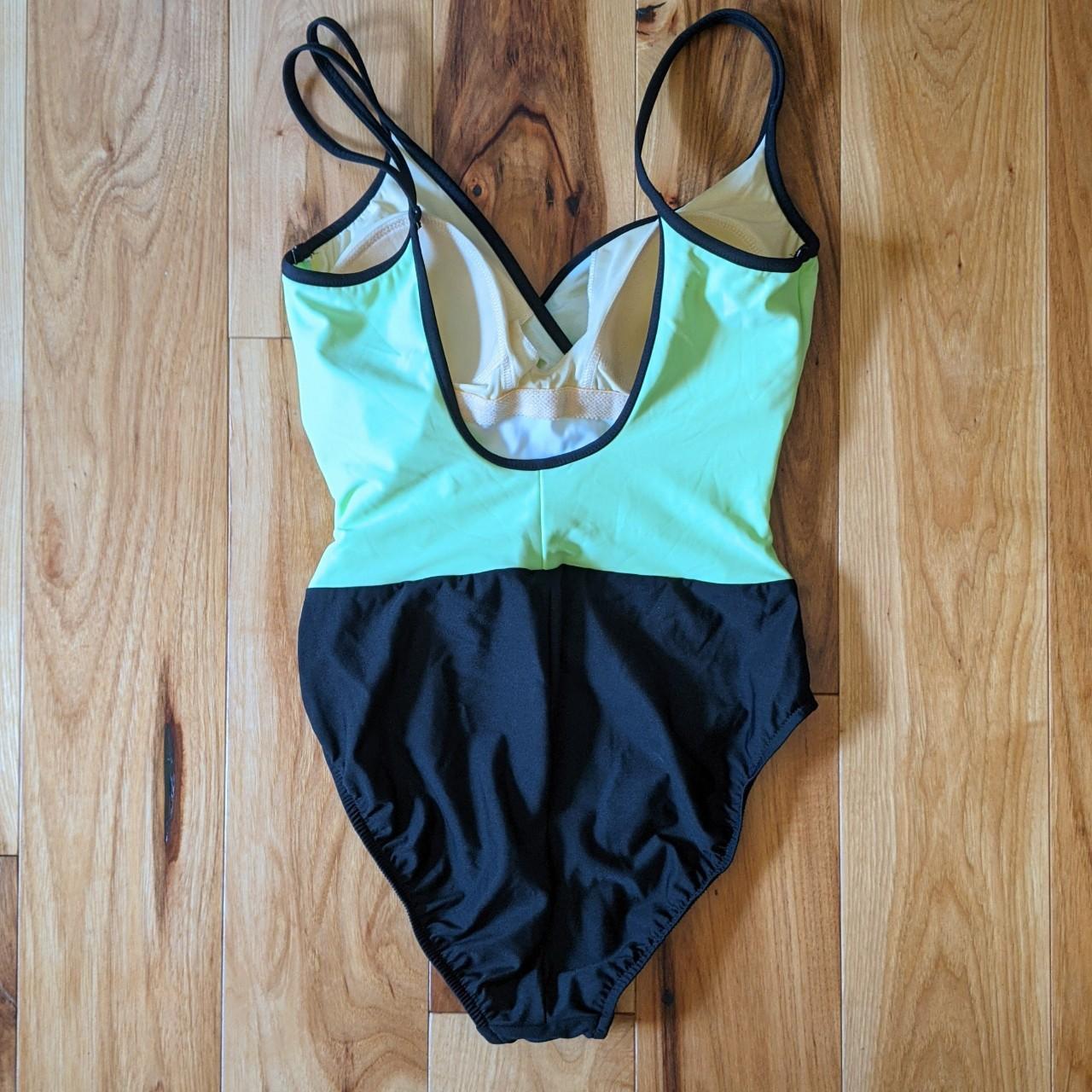 Women's Black and Green Swimsuit-one-piece | Depop