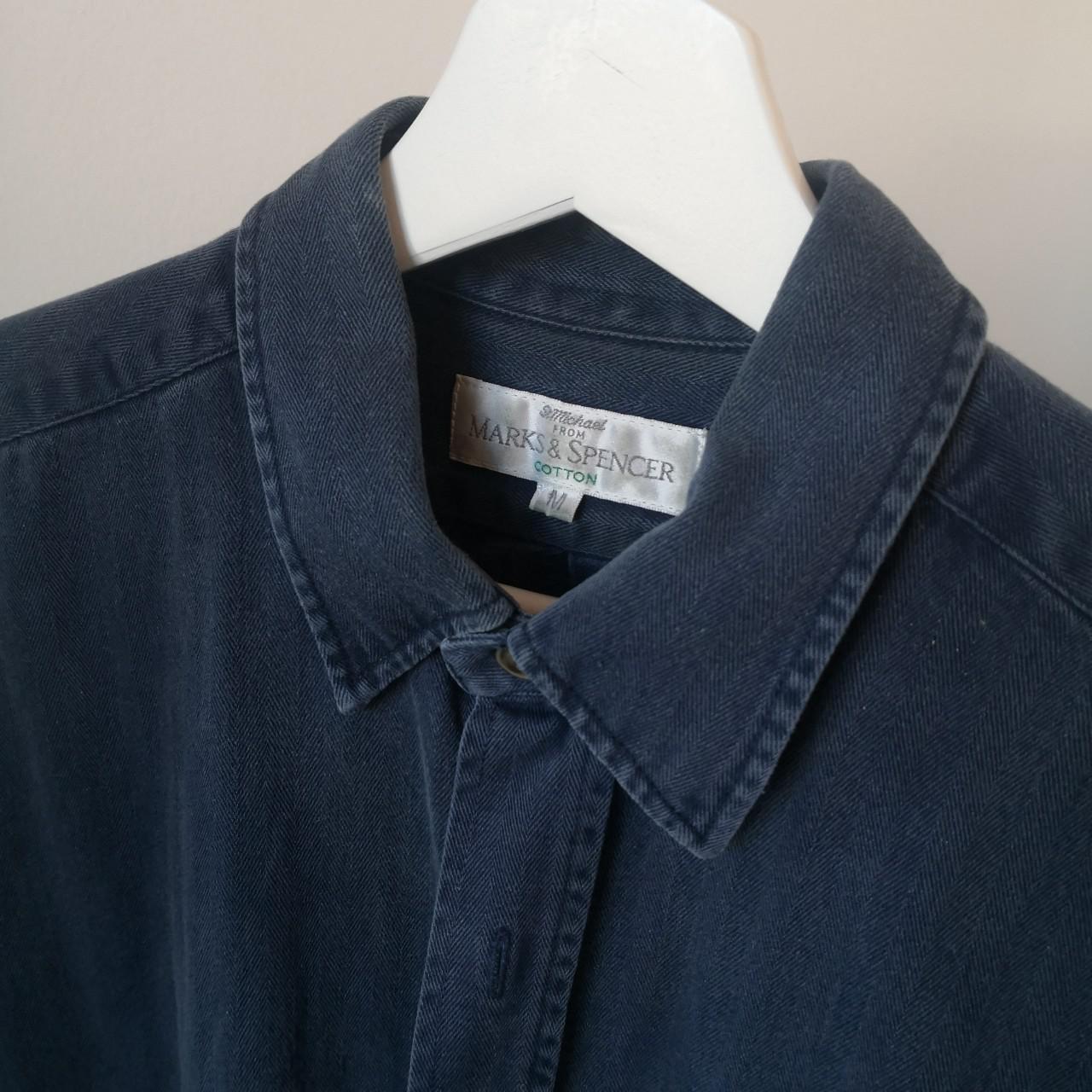 Vintage M&S blue denim style cotton button down... - Depop