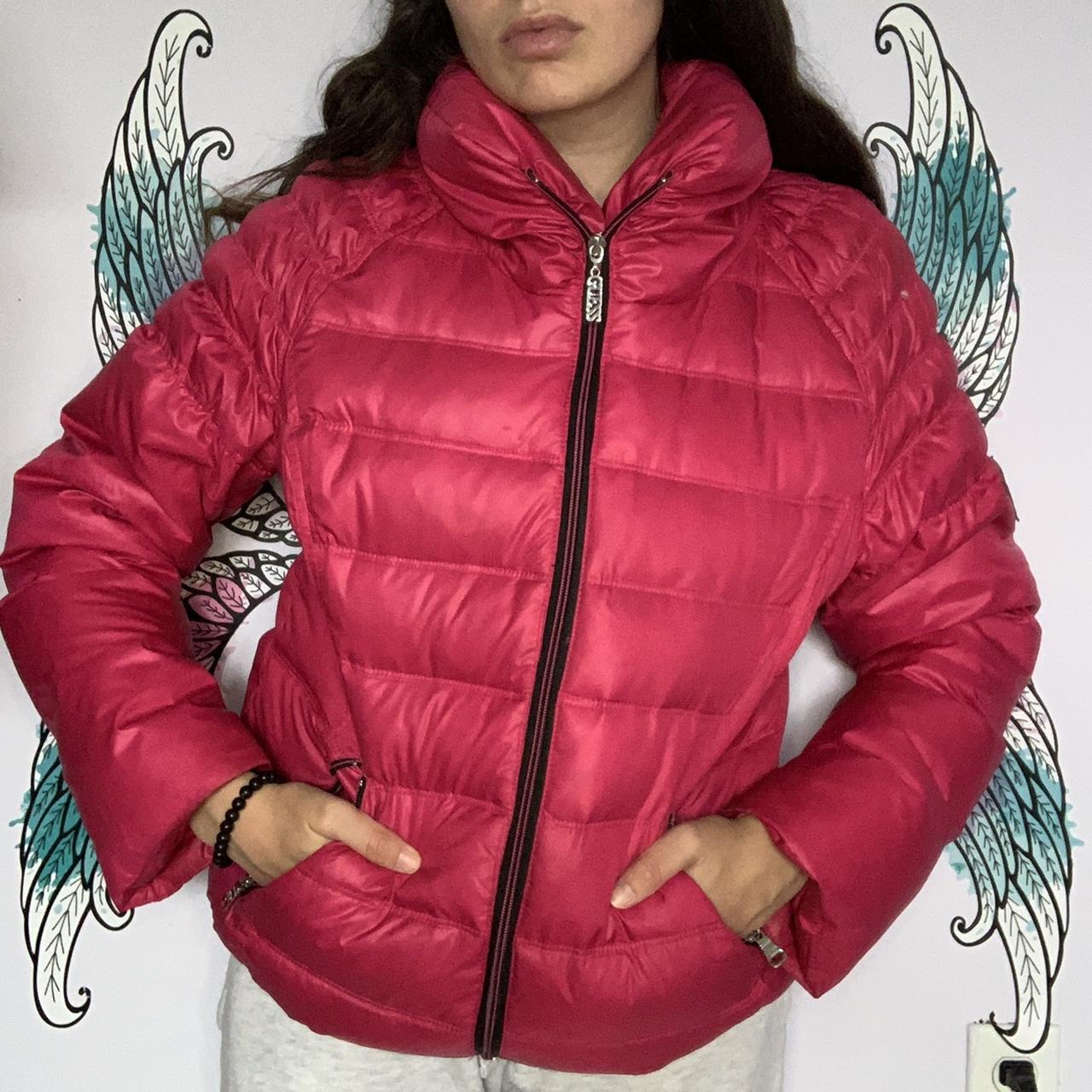 magenta puffer jacket