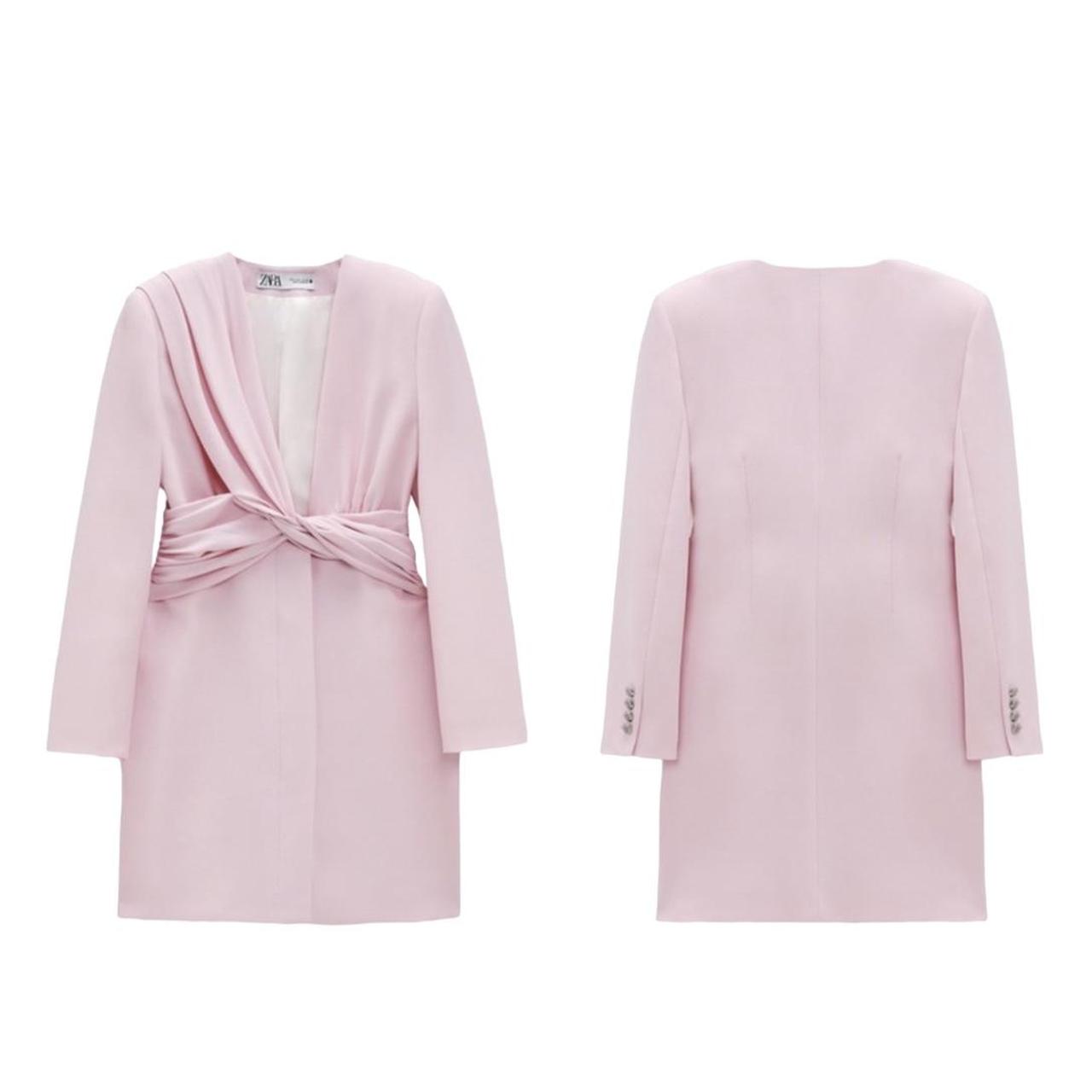 zara womens draped blazer dress in pastel Depop