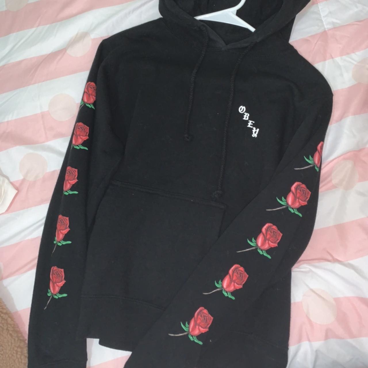 Obey black store rose hoodie