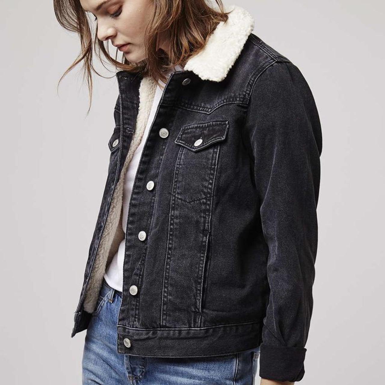 fluffy black denim jacket