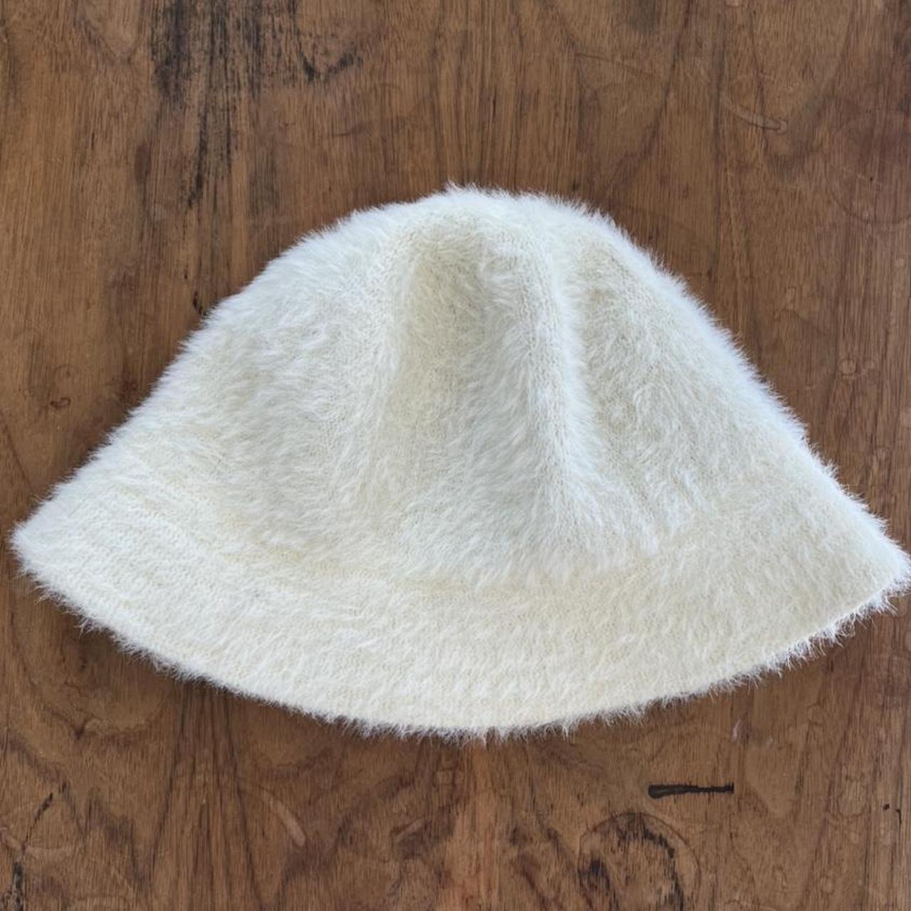 Vintage cream mohairlike bucket hat, similar to... Depop