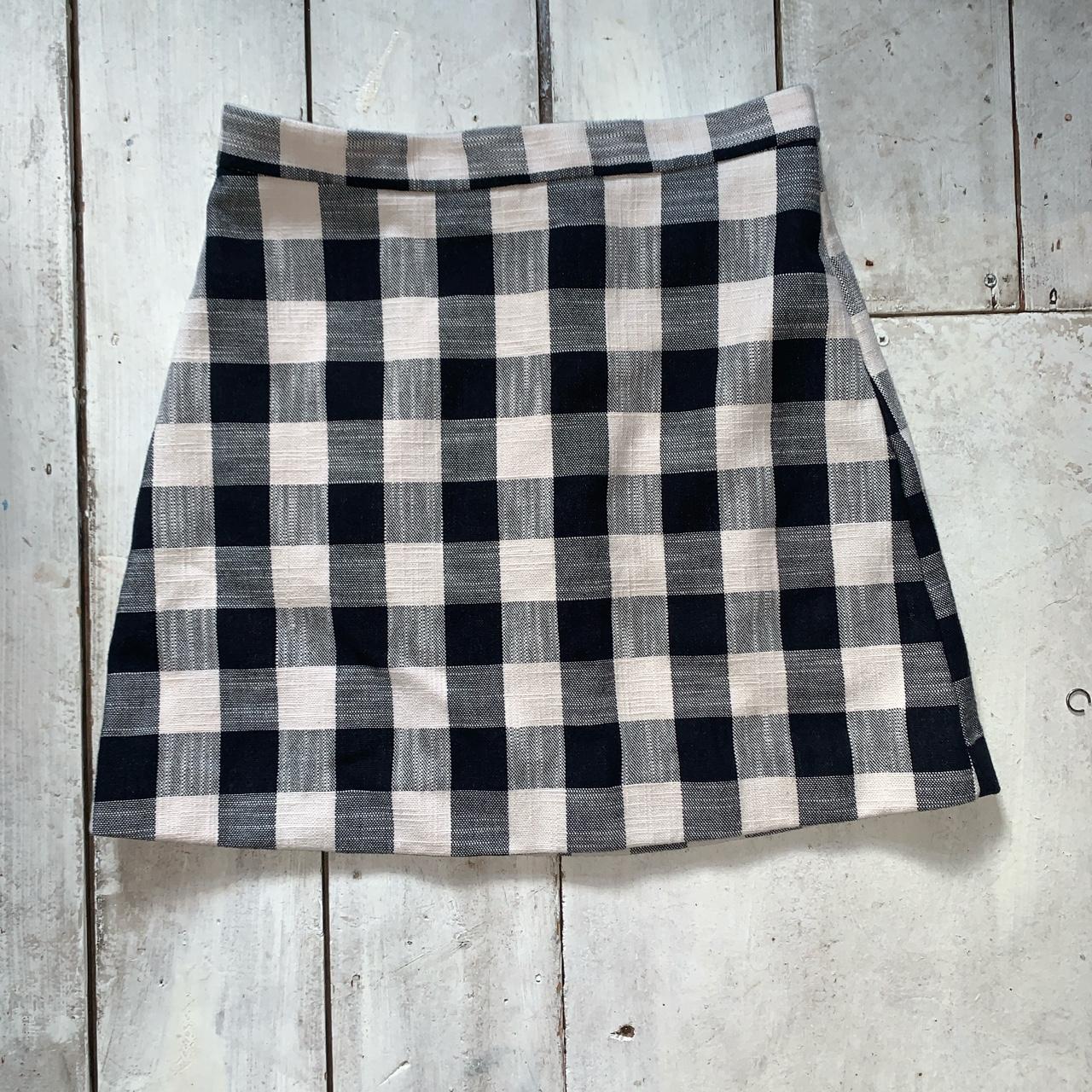 Black and white check high waisted skirt Worn once... - Depop