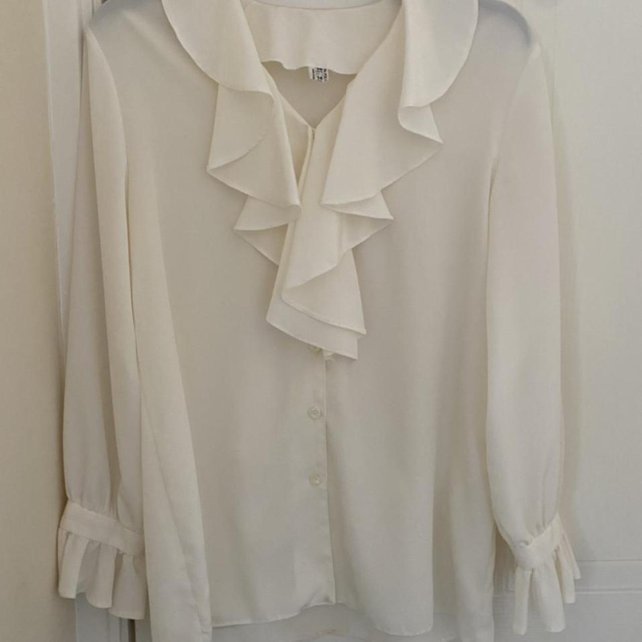 Women's White and Cream Blouse | Depop