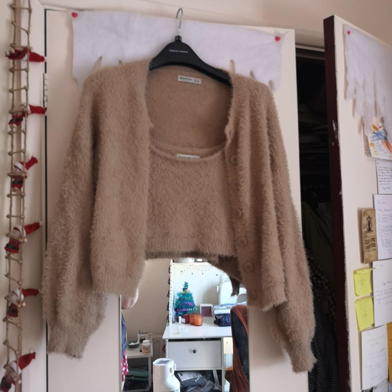 Stradivarius Beigecream Fluffy Cardigan And Depop 