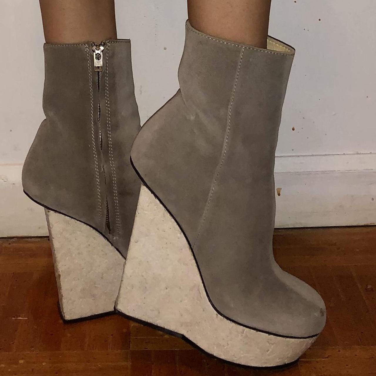 cork wedge booties