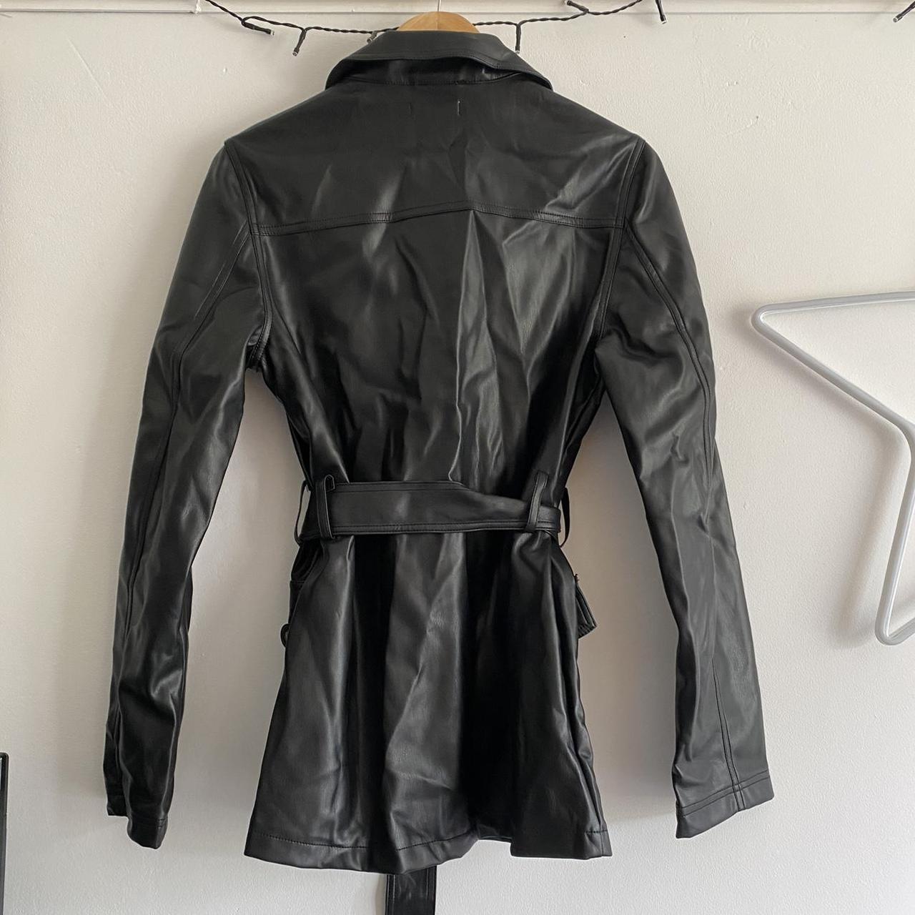 Topshop thin faux black leather jacket Size UK... - Depop