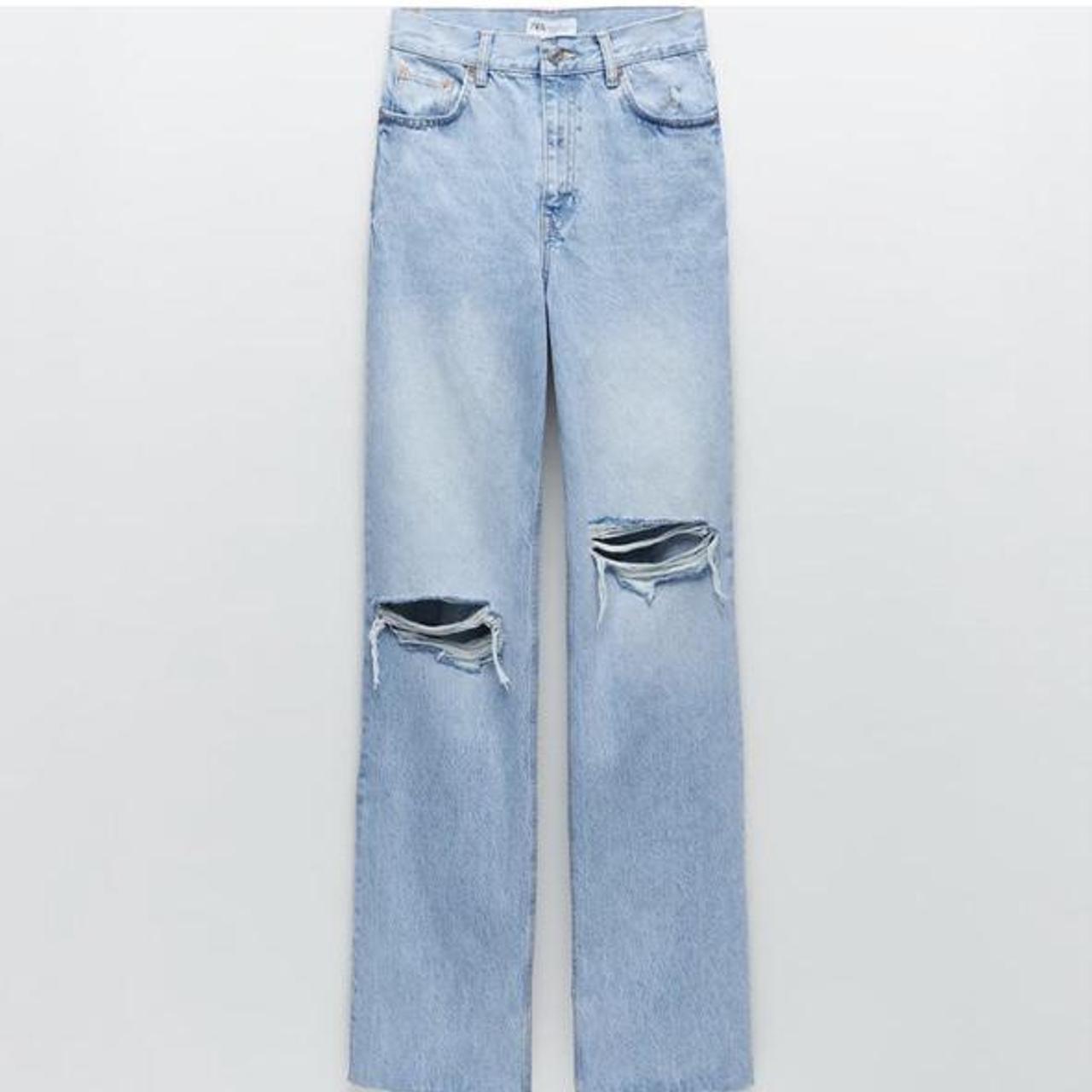 zara hi rise wide leg ripped jeans