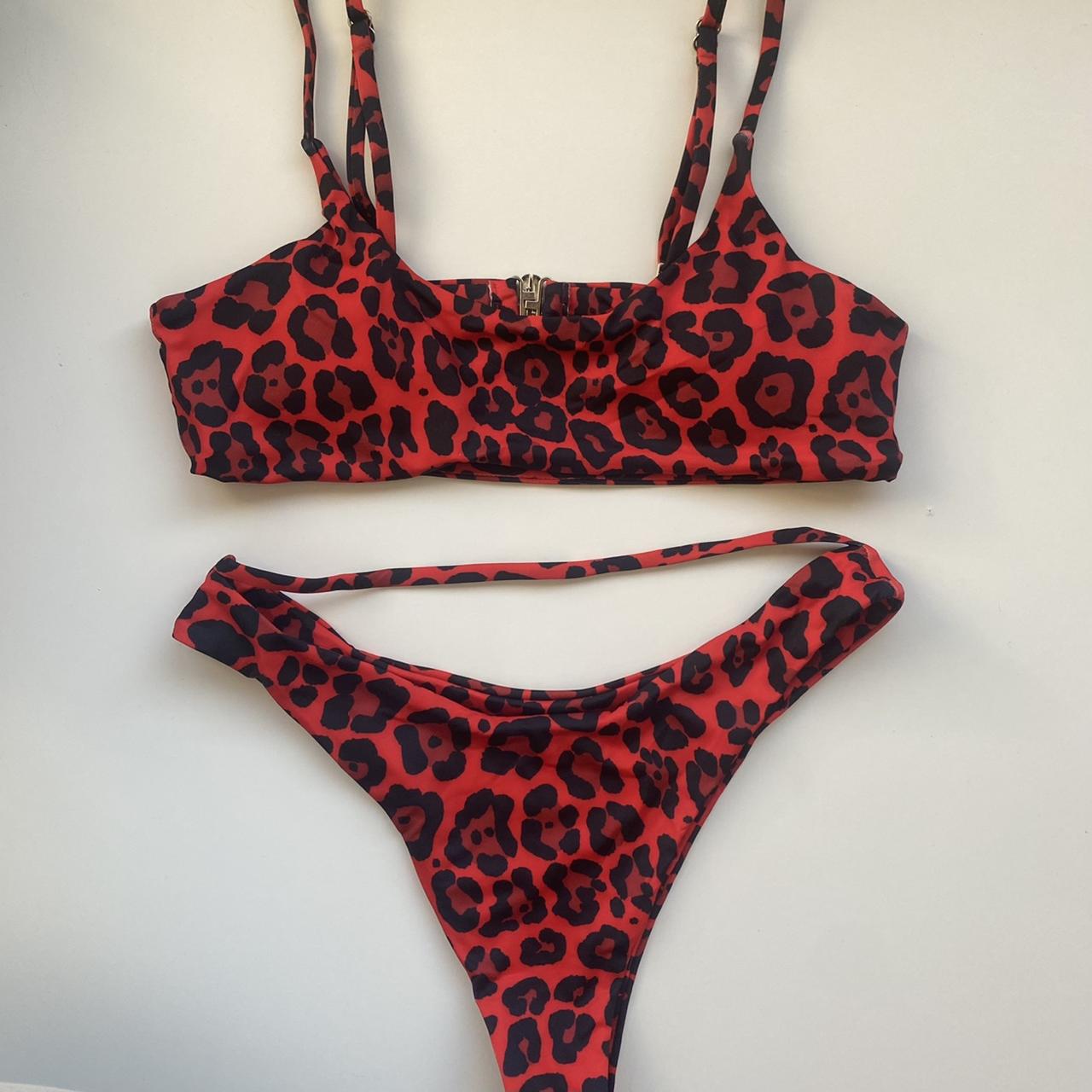 Red cheetah print bikini on sale