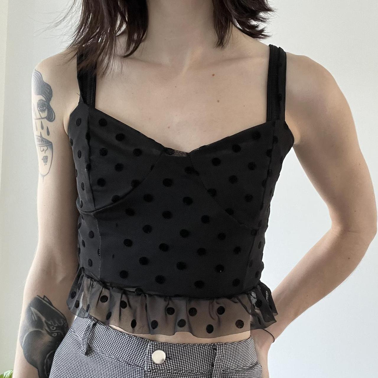 cute see through mesh black cami can fit small or - Depop