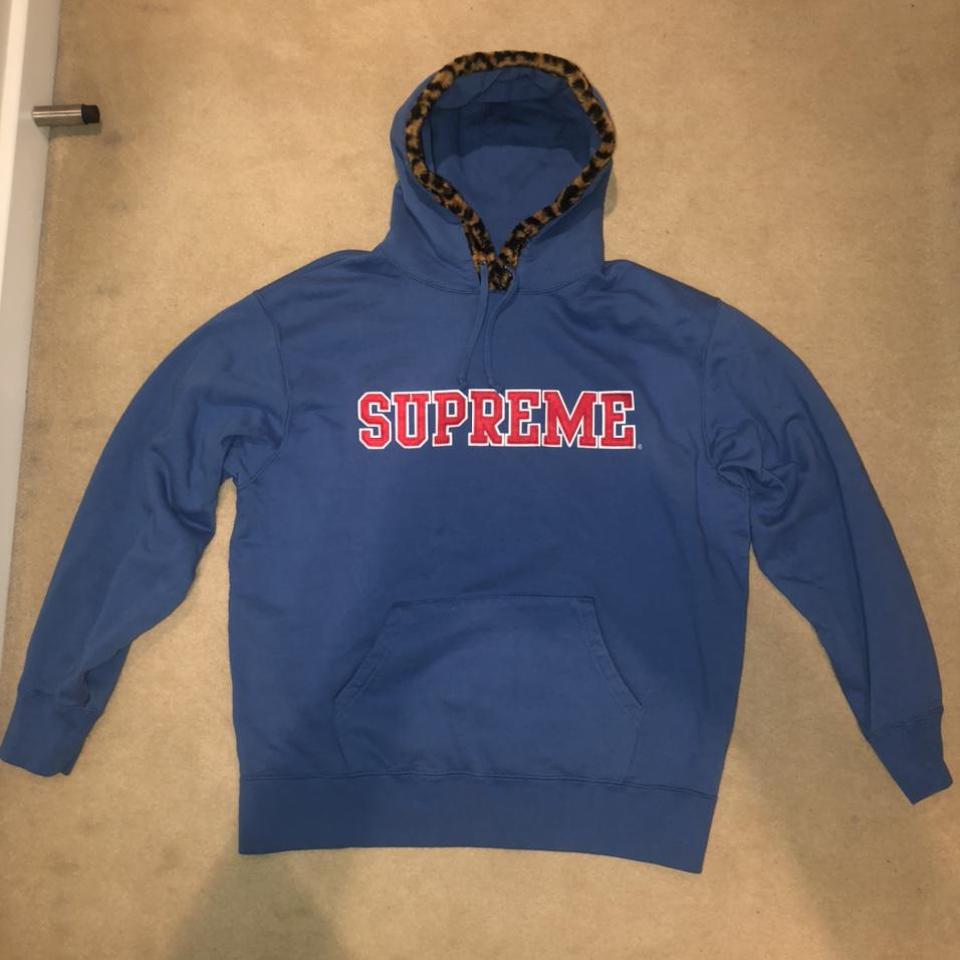 Supreme Leopard Trim Hooded Sweatshirt. Brand new... - Depop