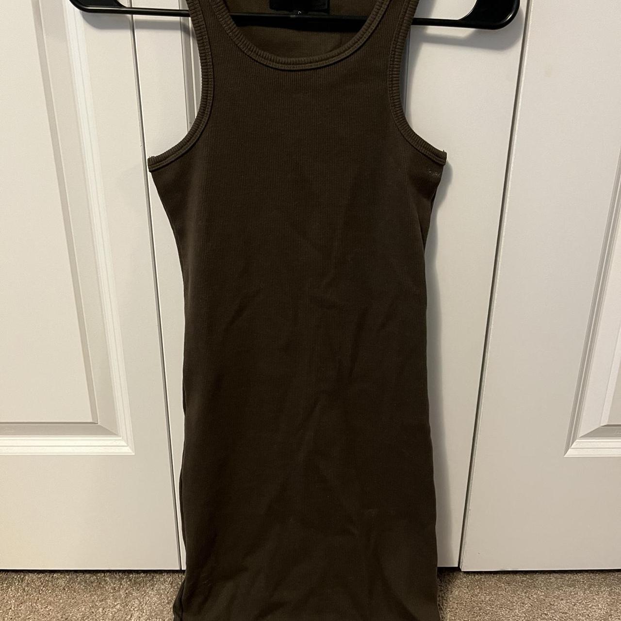 Style addict midi army green tank top dress, size... Depop