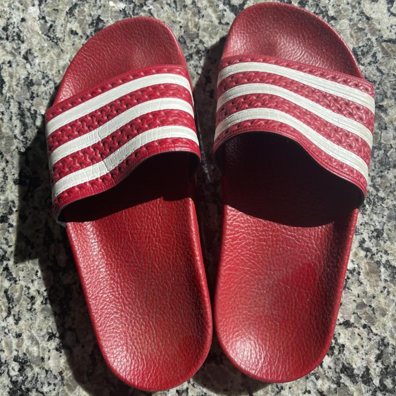 adidas slides red and white