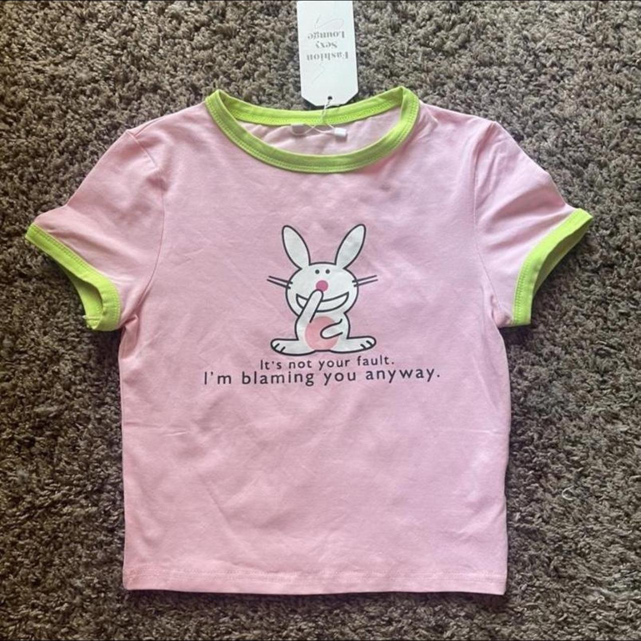 Pink Happy bunny baby Tee, super adorable only worn... - Depop