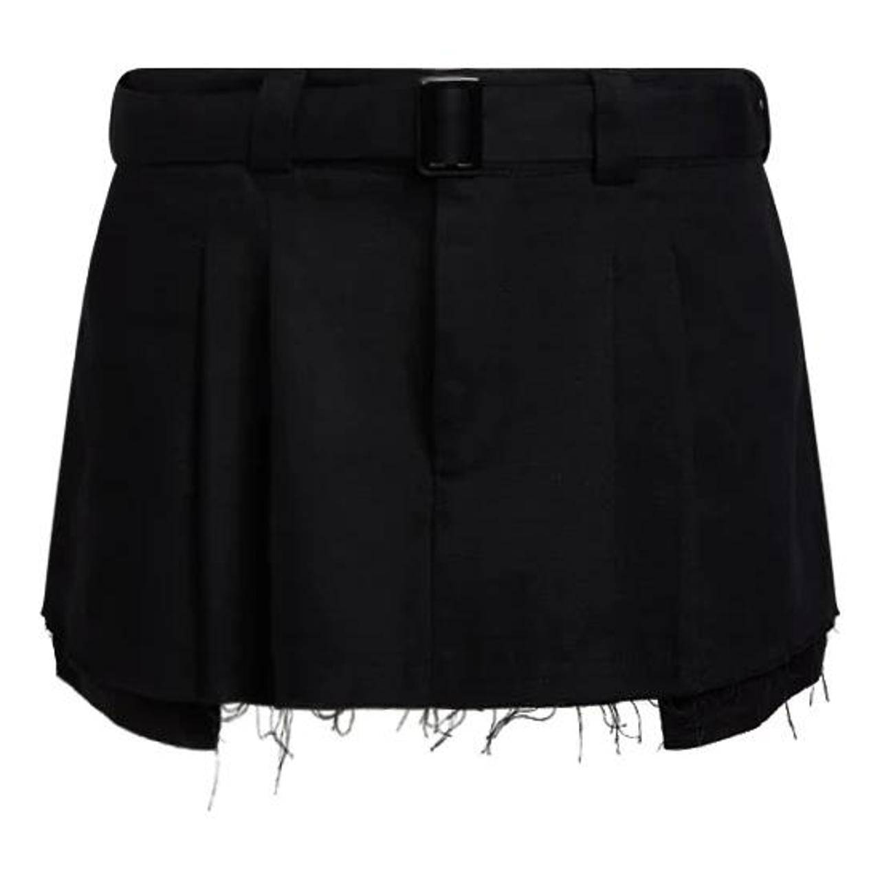 Black Mini Skirt 🖤 Pleated Mini Skirt With Frayed Depop