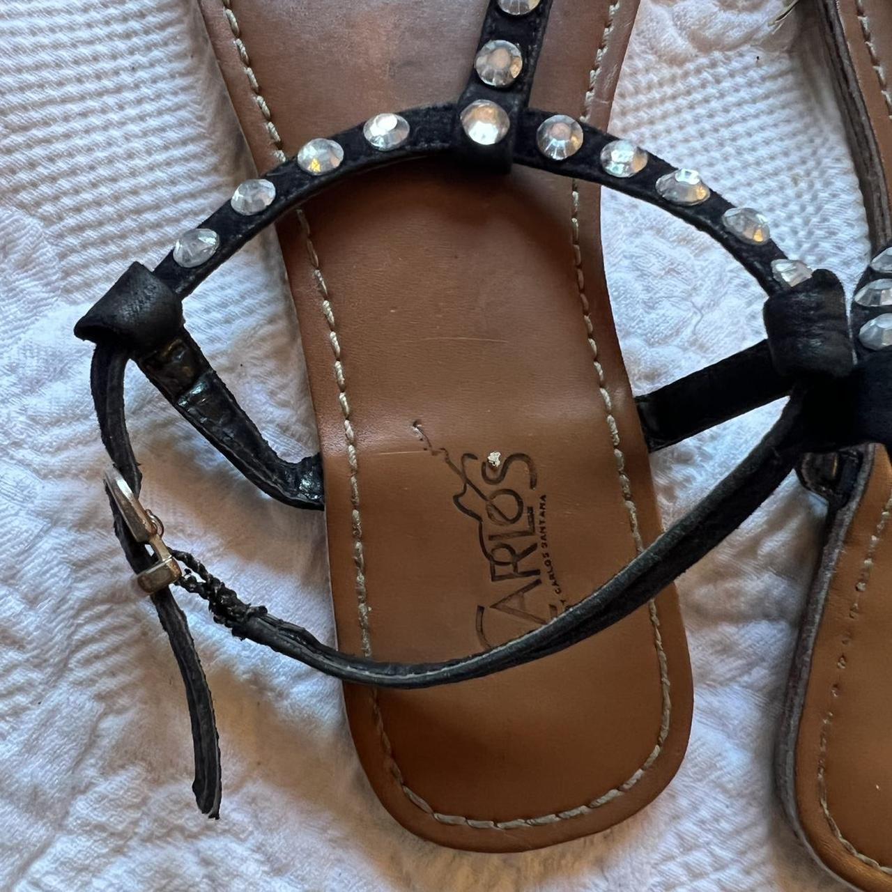 Carlos by Carlos Santana Women's Black and Silver Sandals | Depop