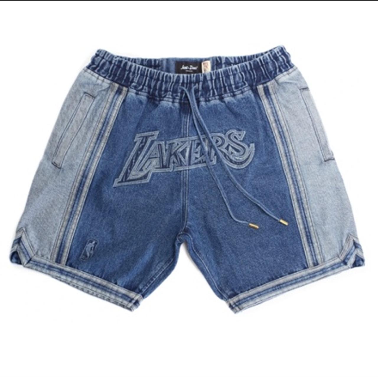 JUST DON Los Angeles Lakers Denim Shorts 100% cotton... - Depop