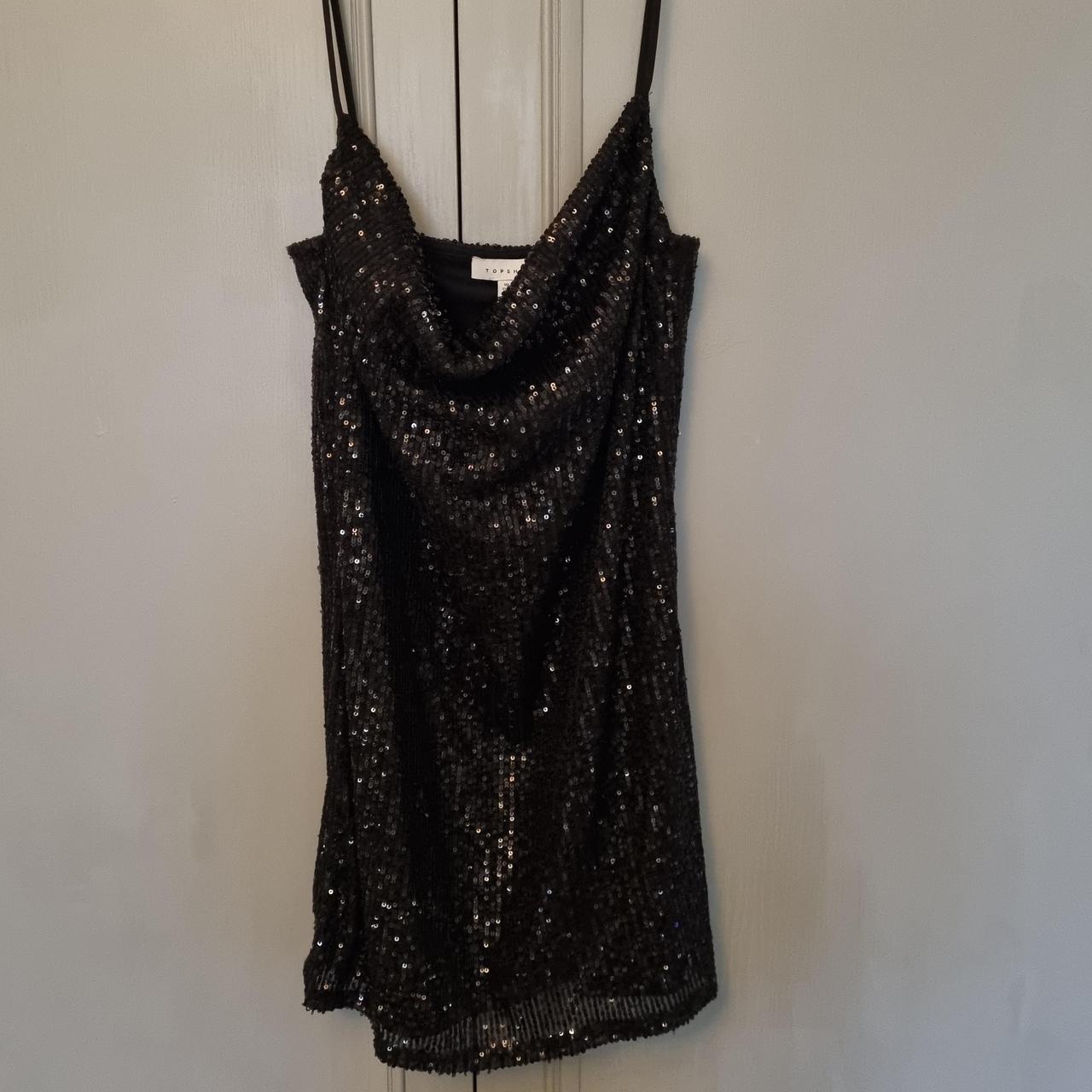 Black sequin mini dress Size 10 but best fit size... - Depop