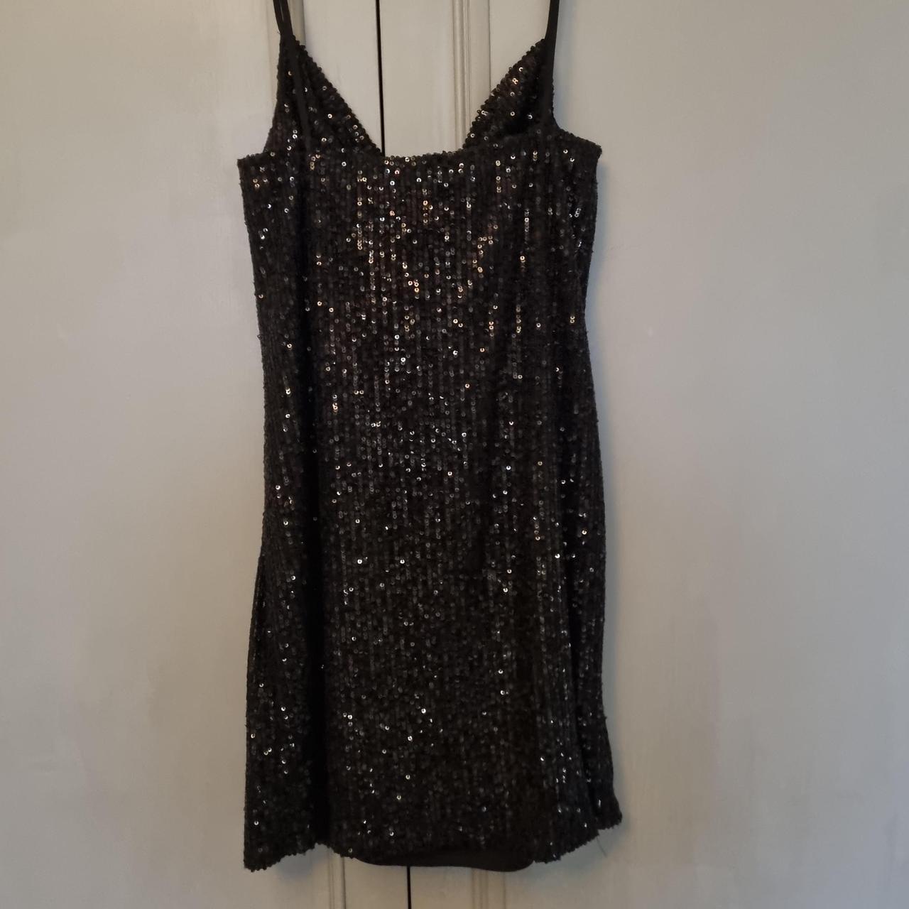 Black sequin mini dress Size 10 but best fit size... - Depop