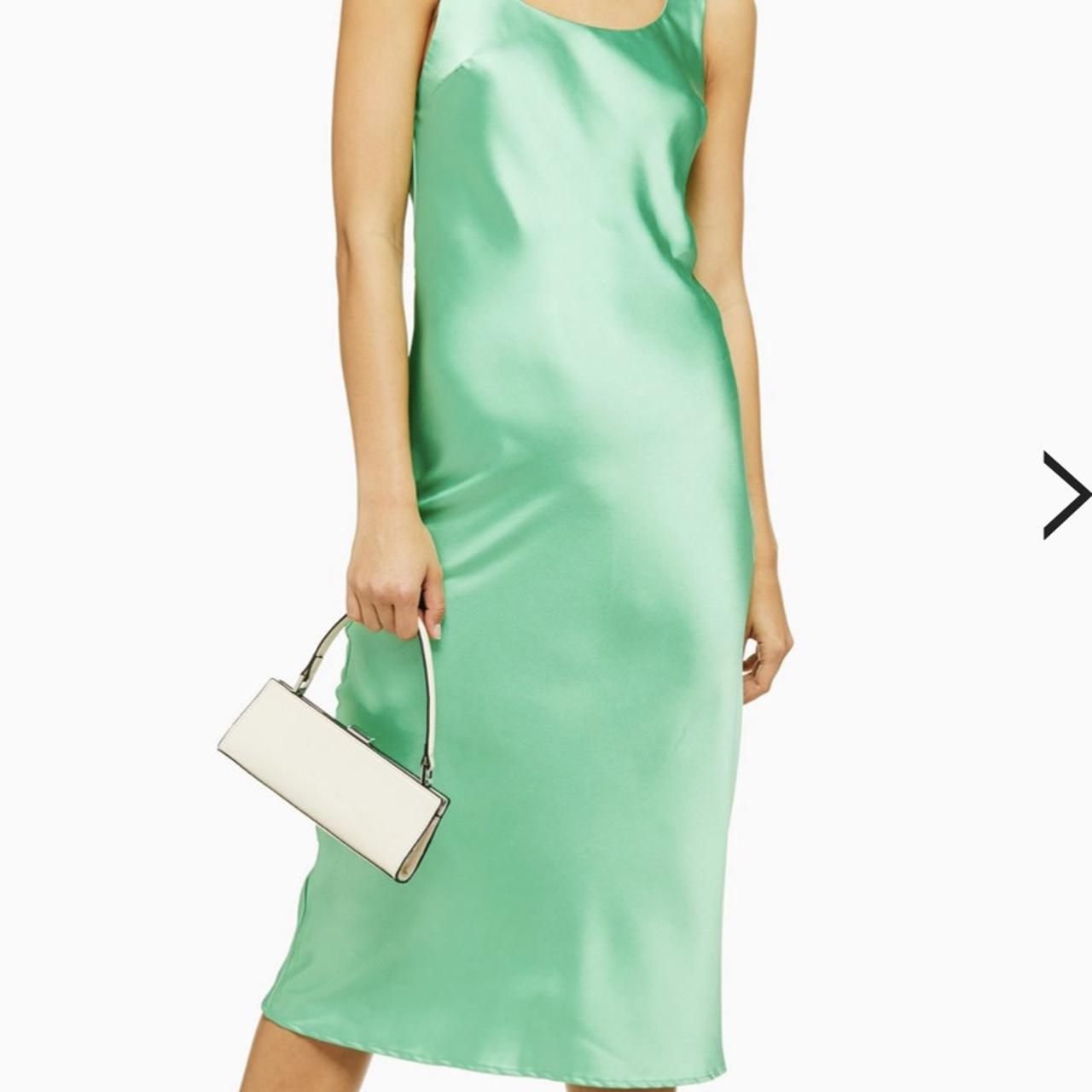 topshop green silk dress