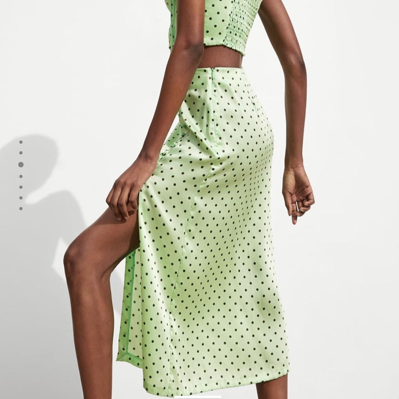 zara polka dot skirt green