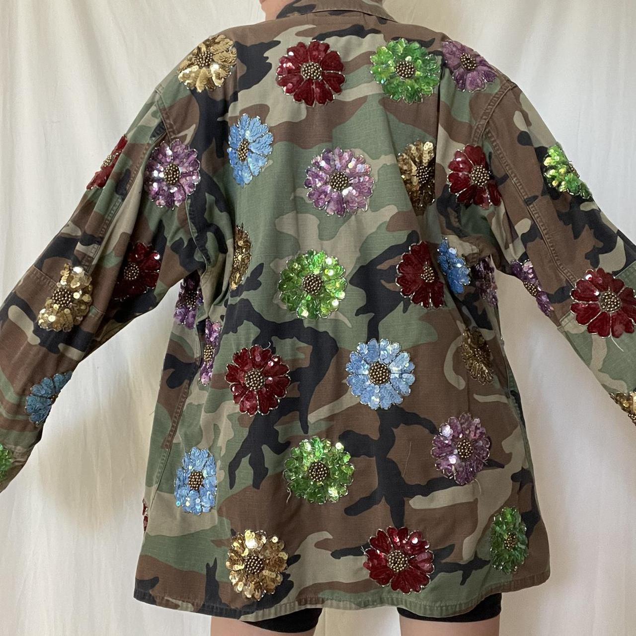 Insanely amazing embellished camo jacket by I ️ diy... Depop