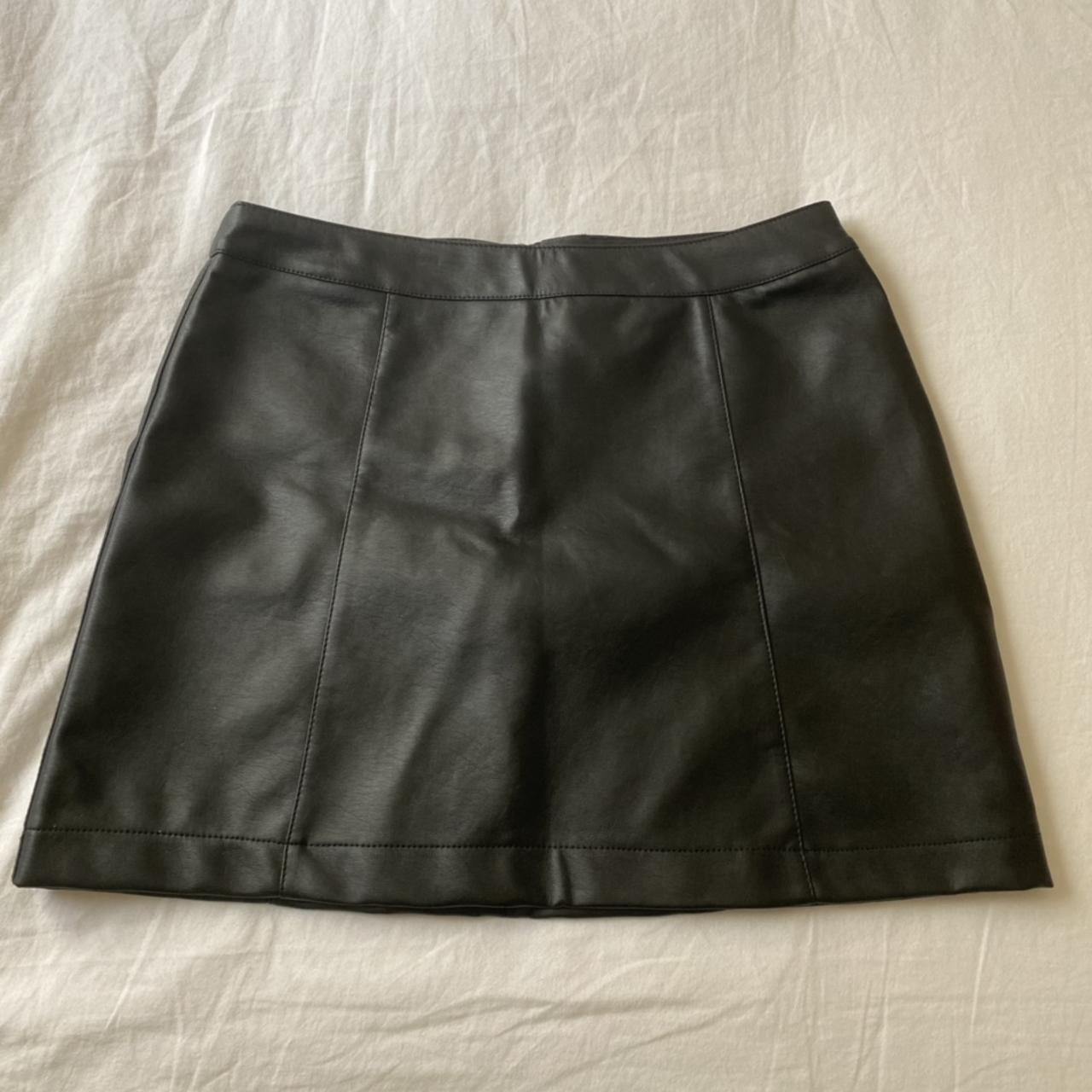 Brand new never worn black fake leather skirt. Fits... - Depop