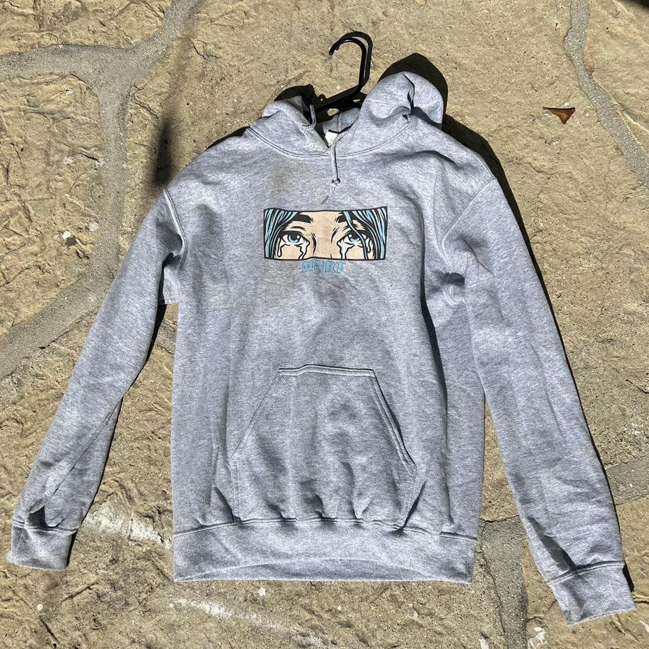 super cool grey cartoon/comic book print hoodie from... - Depop
