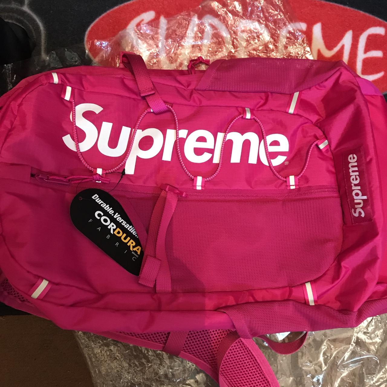 Dope red supreme backpack perfect for going to - Depop