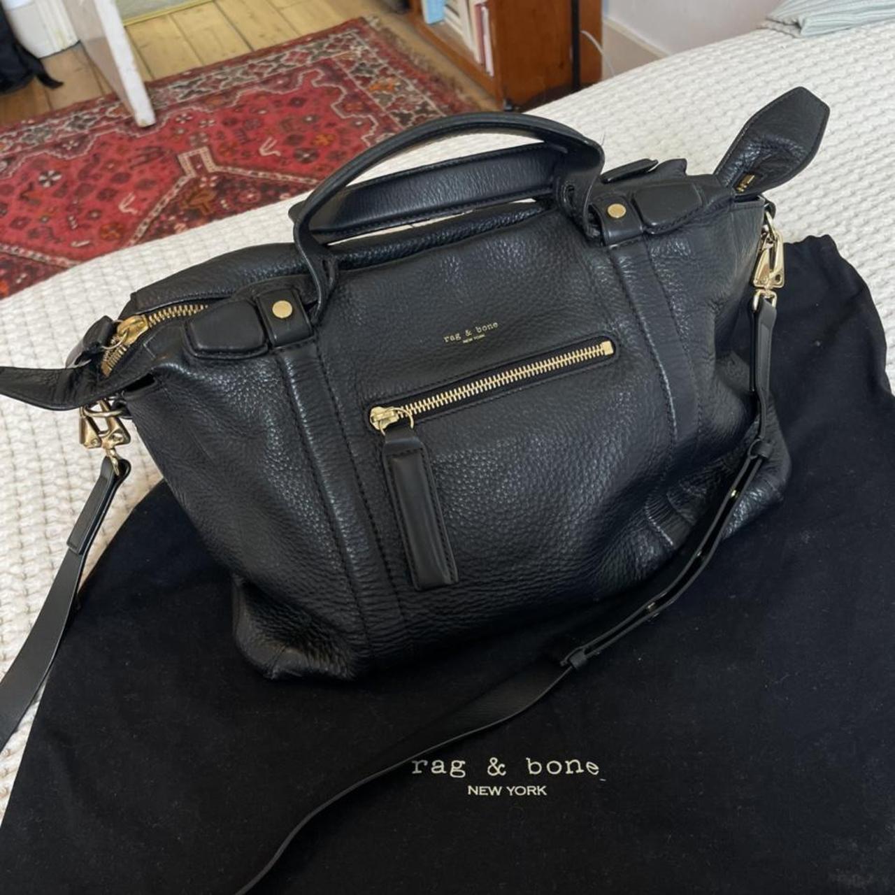 Rag and Bone black leather bag with gold... - Depop