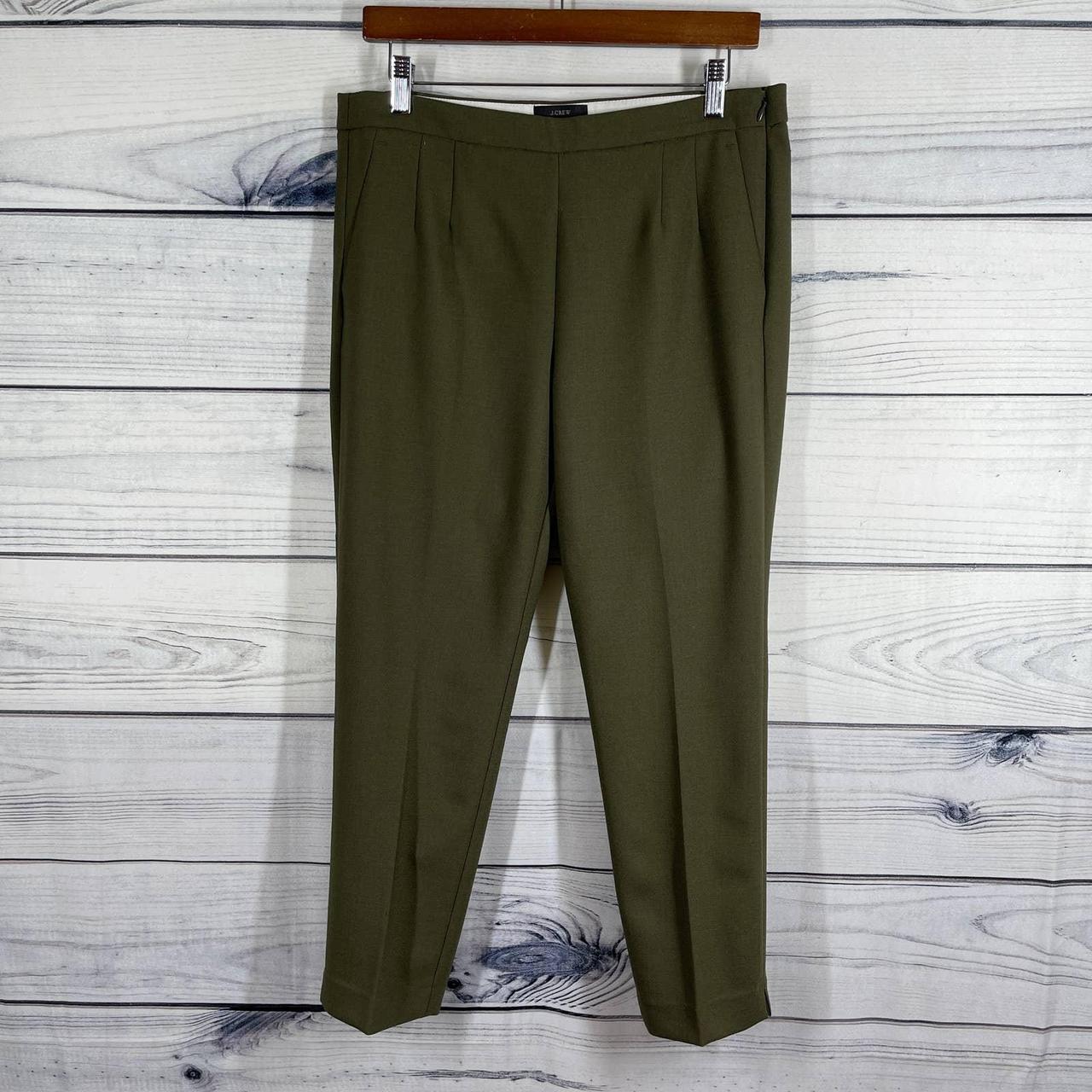 J Crew Martie Pant Cropped Wool Green Size