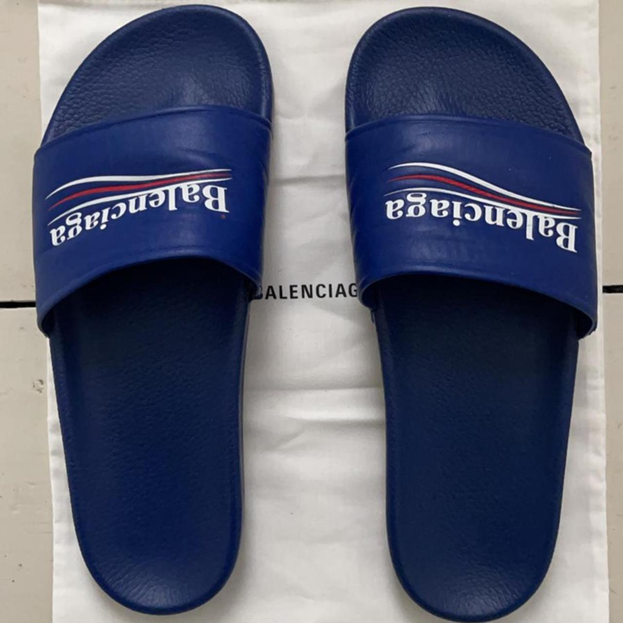 Balenciaga Slides in blue. Great condition worn... Depop