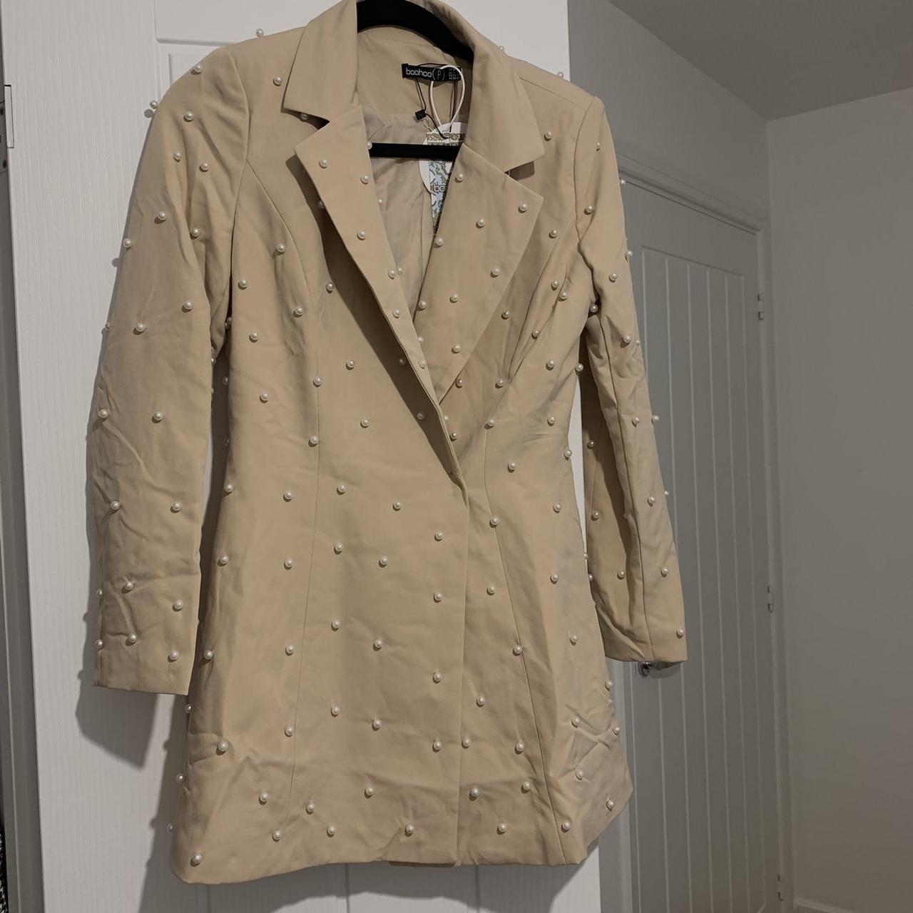 Boohoo Petite Nude Pearl Blazer Dress. Never worn, - Depop