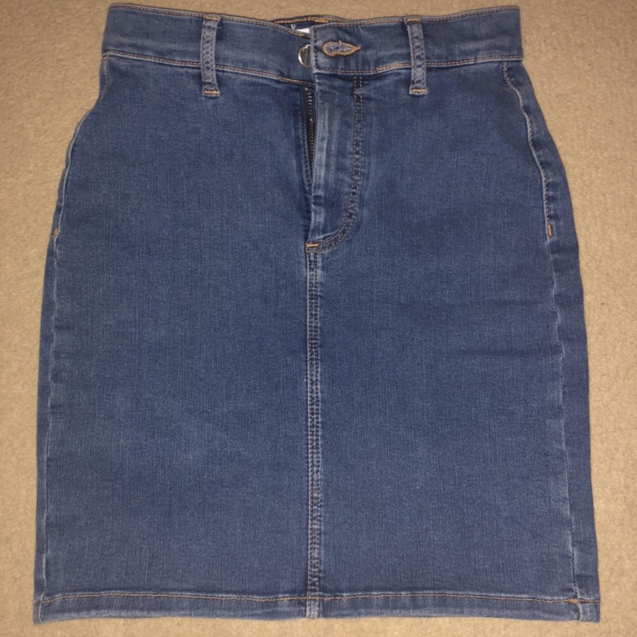 Blue denim mini skirt from Topshop which would be... - Depop