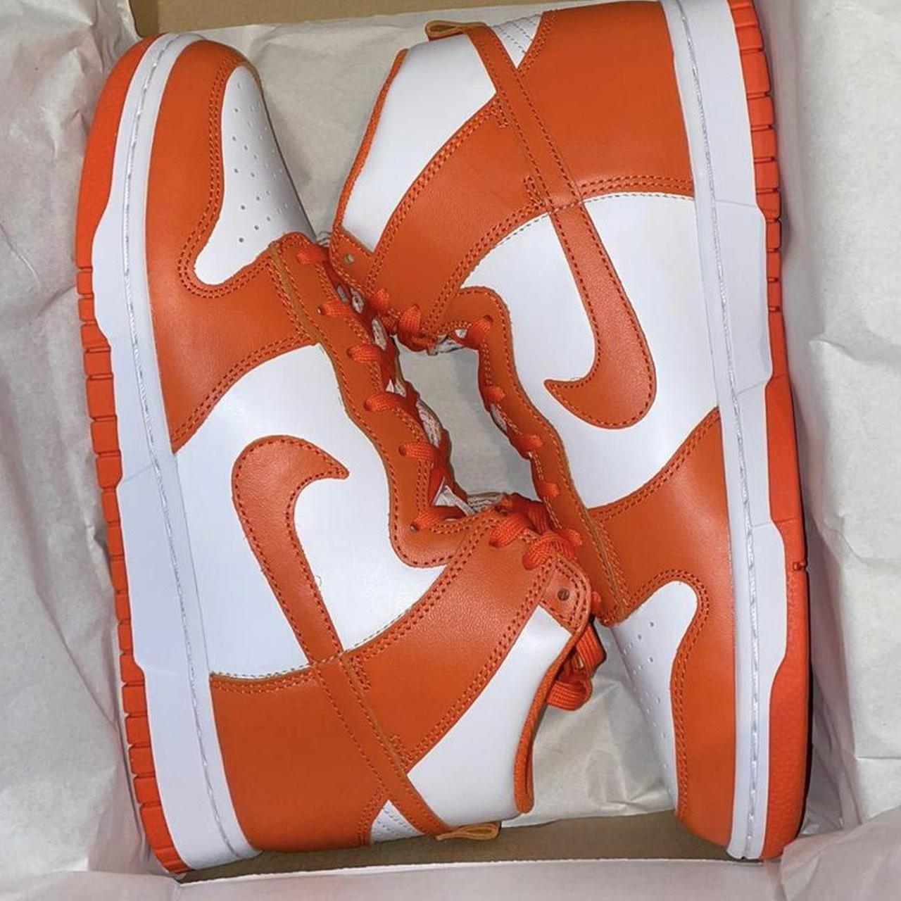 Nike Men's Orange and White Trainers | Depop