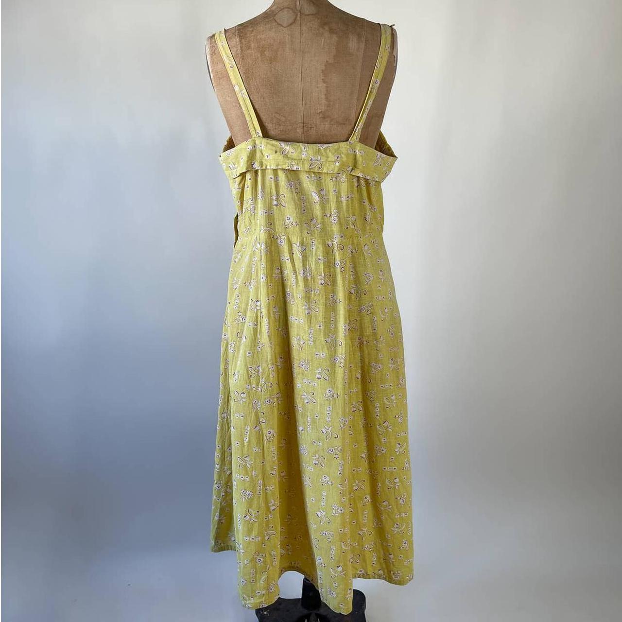 1930s Vintage Yellow Cotton Floral Sun Dress Size... - Depop