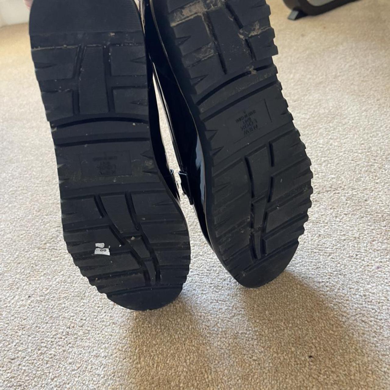 new look black patent loafer size 8 with gold... Depop