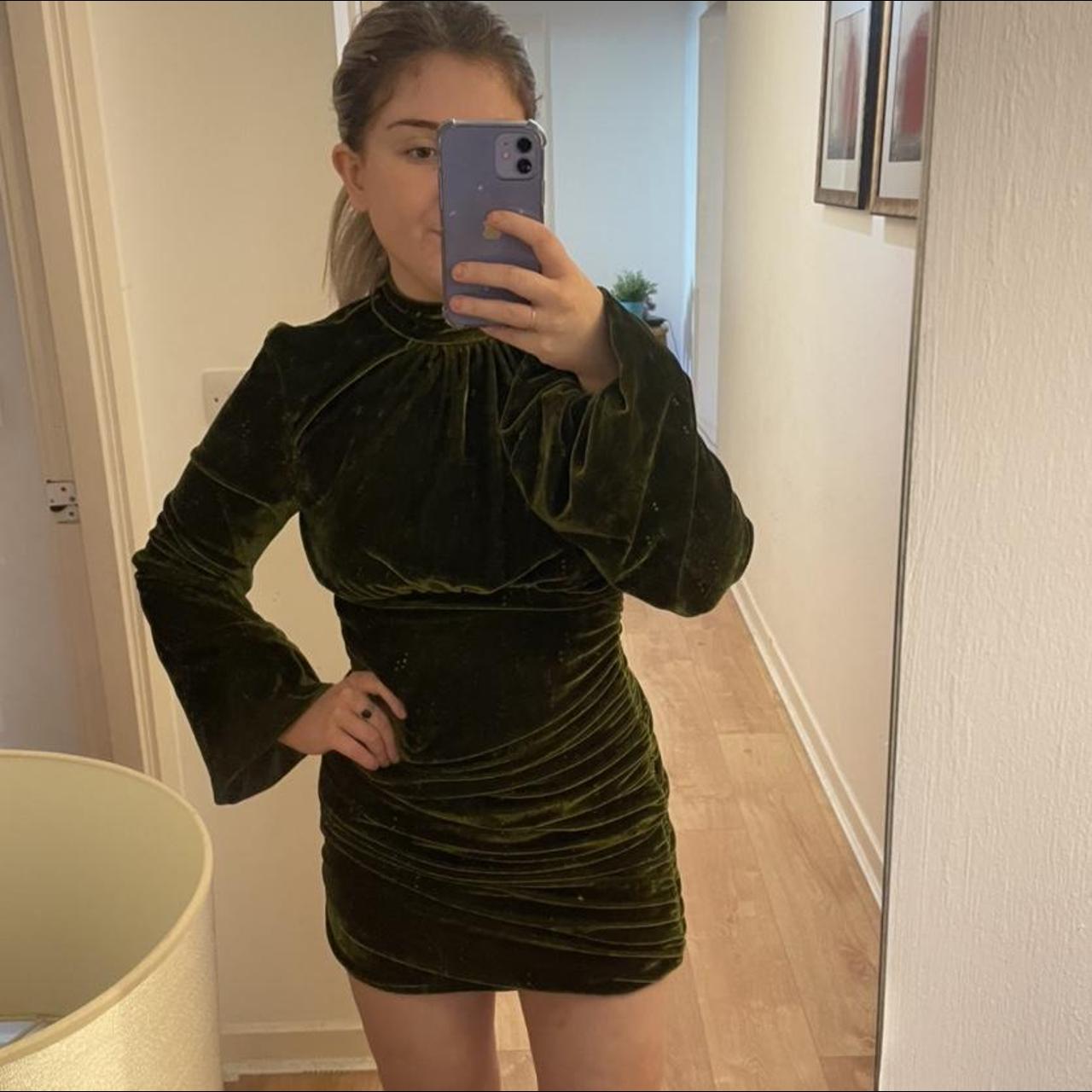 BRAND NEW PLT OLIVE VELVET DRESS - Depop