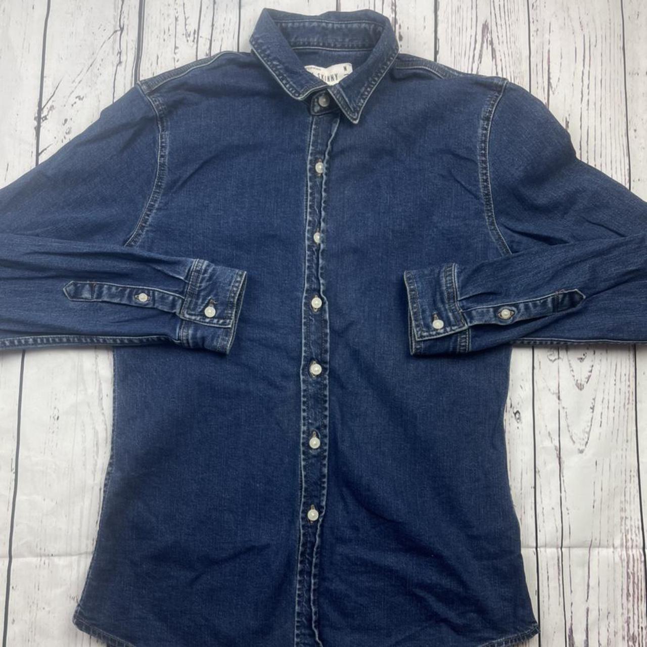 Topman Men's Blue and Navy Shirt | Depop