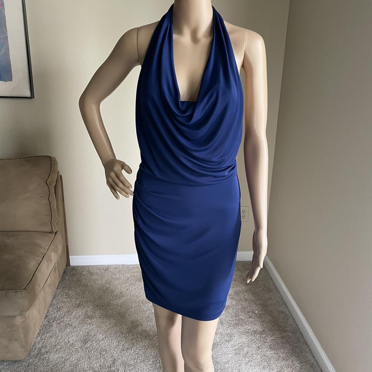 Bcbgmaxazria blue navy halter mini dress Mostly