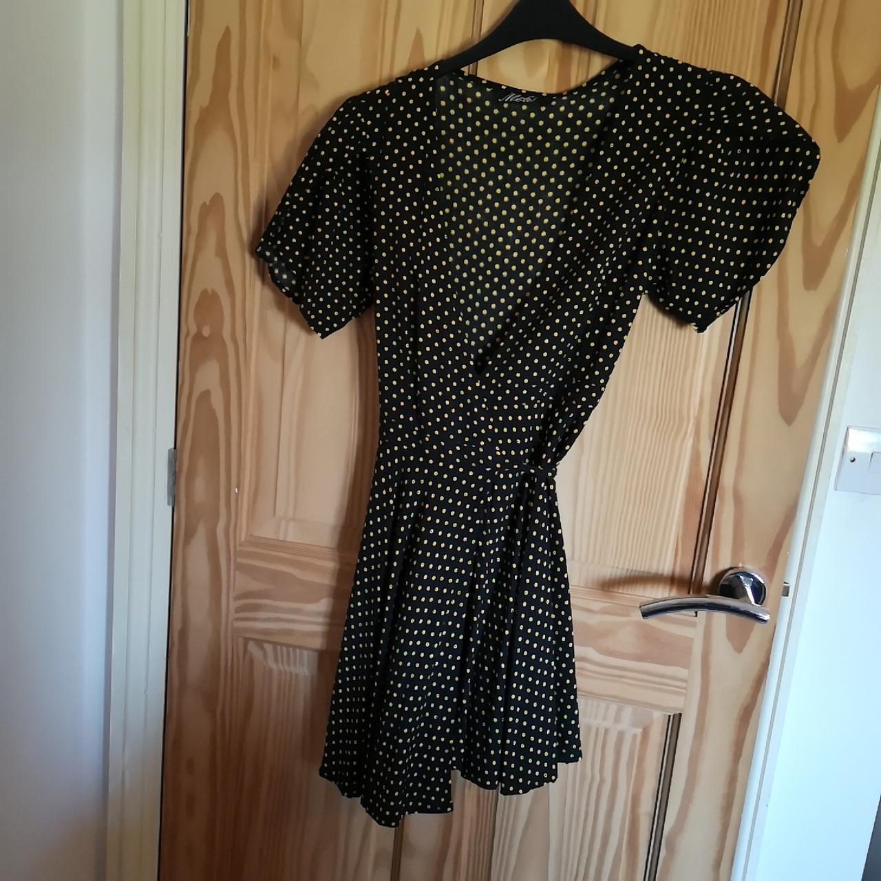 Motel rocks black and yellow polkadot wrap Depop