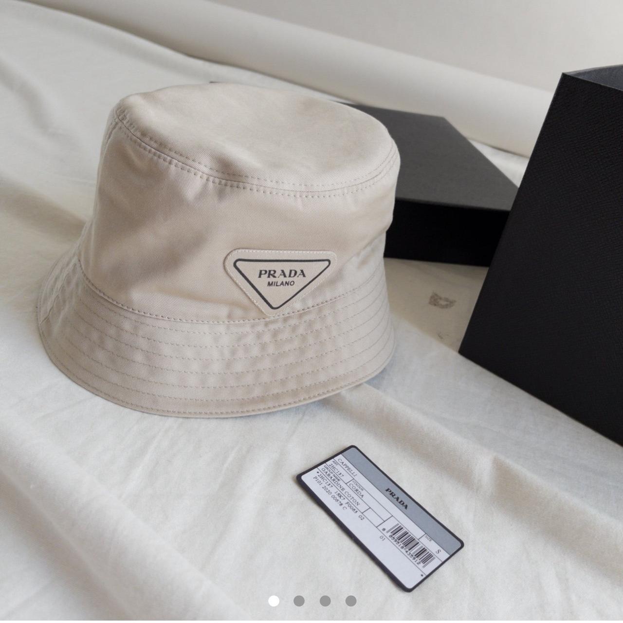 prada beige bucket hat