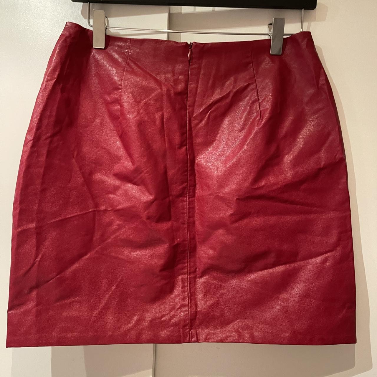 Zara Faux Leather Mini Skirt In Red Never Been Depop 