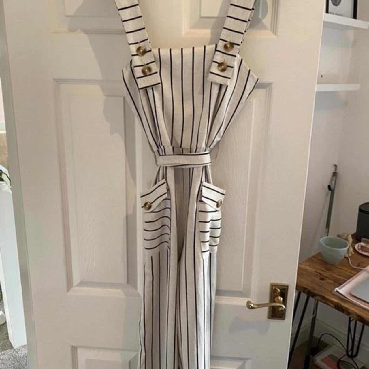 Women's Cream and White Jumpsuit Depop