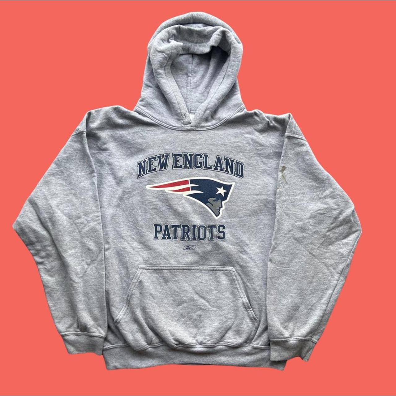 Grey NFL Reebok New England Patriots Vintage Hoodie... - Depop