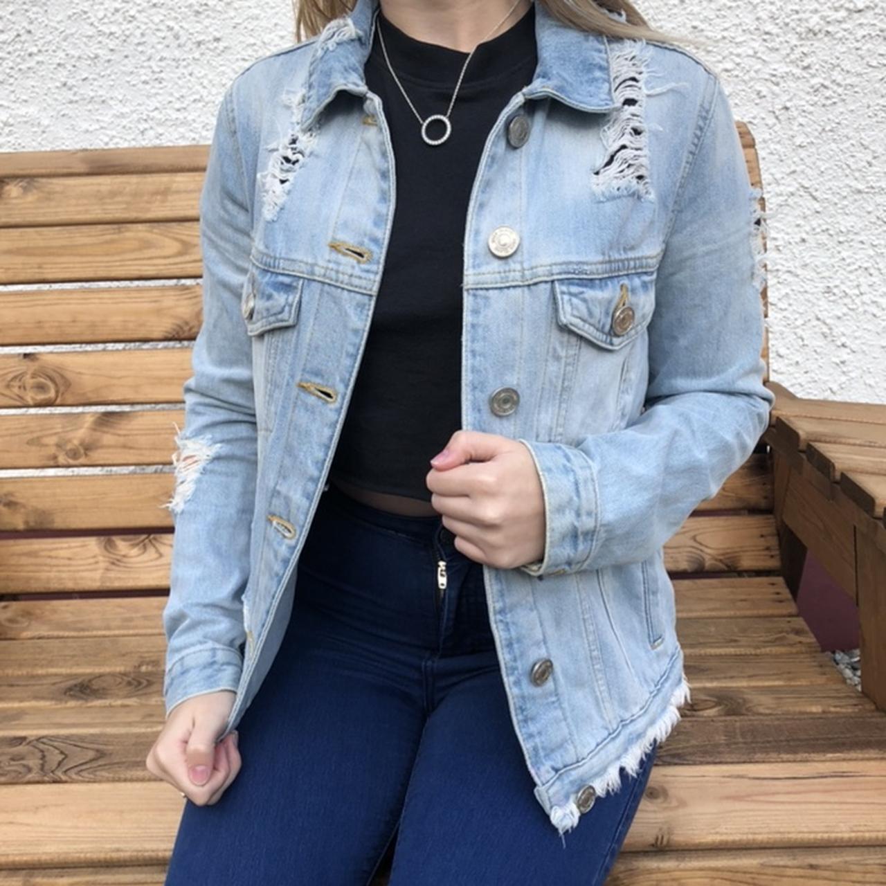 river island ripped denim jacket