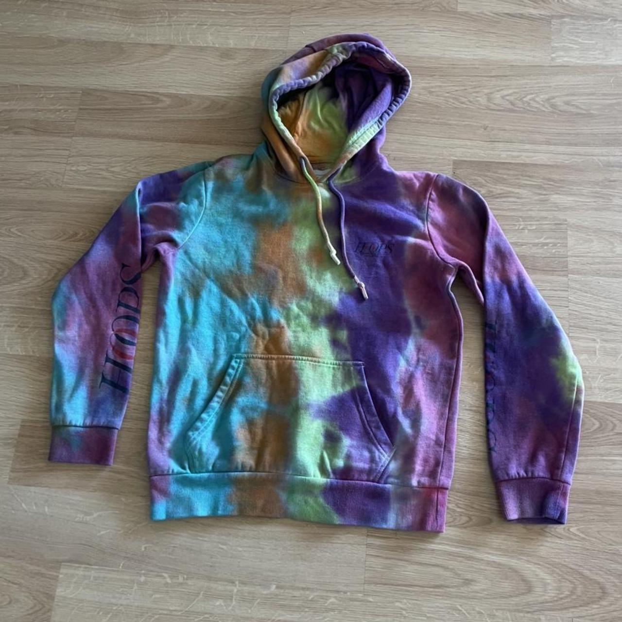 HOOPS TOE DYE HOODIE MENS S #tiedye #hoop #ball #hoodie - Depop