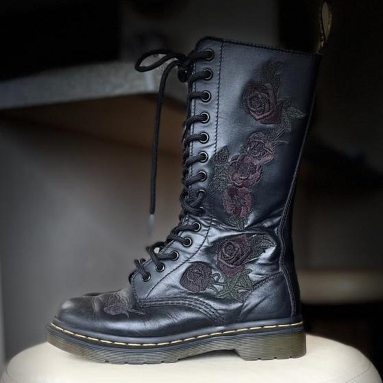 Dr. Doc Martens Vonda Embroidered Roses 14 Hole... Depop
