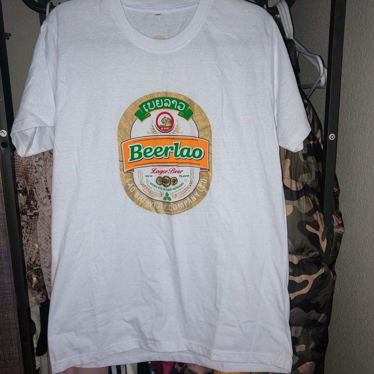 SOLD ! VINTAGE WHITE BEER LAO T SHIRT 👕 In PERFECT... Depop